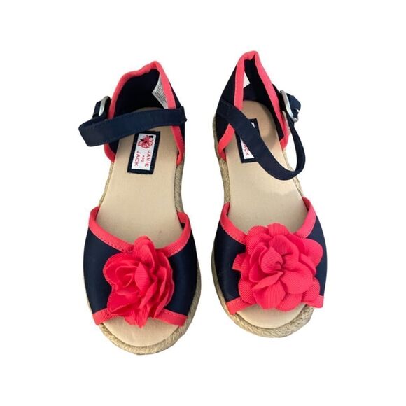 NEW - Janie and Jack navy/fuchsia espadrilles - size 8 - Picture 1 of 4